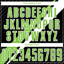 Laden Sie das Bild in den Galerie-Viewer, Custom Black Neon Green-White Diagonal Lines Sublimation Soccer Uniform Jersey

