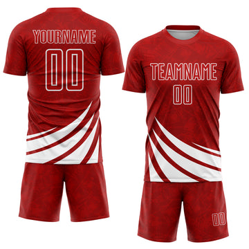 Custom Red White Wind Shapes Sublimation Soccer Uniform Jersey