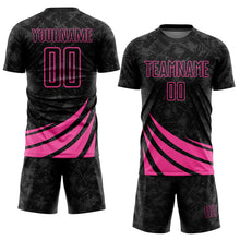 Laden Sie das Bild in den Galerie-Viewer, Custom Black Pink Wind Shapes Sublimation Soccer Uniform Jersey
