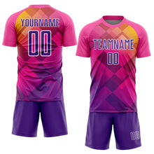Laden Sie das Bild in den Galerie-Viewer, Custom Pink Purple-White Geometric Shapes Sublimation Soccer Uniform Jersey
