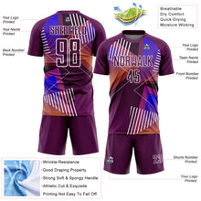 Загрузить изображение в средство просмотра галереи, Custom Purple White Geometric Shapes Sublimation Soccer Uniform Jersey
