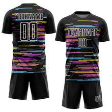 Laden Sie das Bild in den Galerie-Viewer, Custom Black White Lines Sublimation Soccer Uniform Jersey
