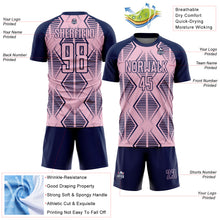 Load image into Gallery viewer, Custom Light Pink Navy Geometric Shapes Sublimation Soccer Uniform Jersey
