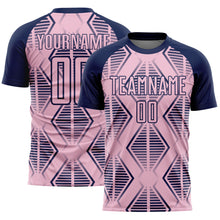 Load image into Gallery viewer, Custom Light Pink Navy Geometric Shapes Sublimation Soccer Uniform Jersey

