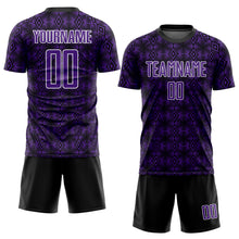Charger l&#39;image dans la galerie, Custom Purple Black-White Geometric Shapes Sublimation Soccer Uniform Jersey
