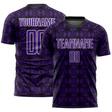 Charger l&#39;image dans la galerie, Custom Purple Black-White Geometric Shapes Sublimation Soccer Uniform Jersey
