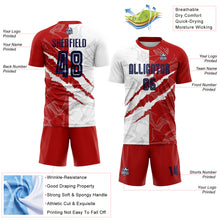 Laden Sie das Bild in den Galerie-Viewer, Custom Graffiti Pattern Navy-Red USA Scratch Sublimation Soccer Uniform Jersey
