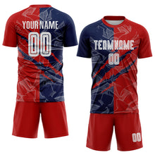 Laden Sie das Bild in den Galerie-Viewer, Custom Graffiti Pattern Red-Navy USA Scratch Sublimation Soccer Uniform Jersey
