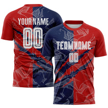 Laden Sie das Bild in den Galerie-Viewer, Custom Graffiti Pattern Red-Navy USA Scratch Sublimation Soccer Uniform Jersey
