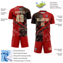 Laden Sie das Bild in den Galerie-Viewer, Custom Graffiti Pattern City Cream Red-Brown Scratch Sublimation Soccer Uniform Jersey
