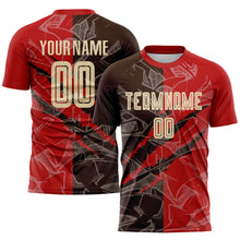 Laden Sie das Bild in den Galerie-Viewer, Custom Graffiti Pattern City Cream Red-Brown Scratch Sublimation Soccer Uniform Jersey
