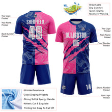 Laden Sie das Bild in den Galerie-Viewer, Custom Graffiti Pattern Pink-Royal Scratch Sublimation Soccer Uniform Jersey
