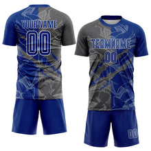 Load image into Gallery viewer, Custom Graffiti Pattern Royal-Steel Gray Scratch Sublimation Soccer Uniform Jersey
