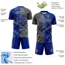 Load image into Gallery viewer, Custom Graffiti Pattern Royal-Steel Gray Scratch Sublimation Soccer Uniform Jersey
