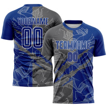 Load image into Gallery viewer, Custom Graffiti Pattern Royal-Steel Gray Scratch Sublimation Soccer Uniform Jersey
