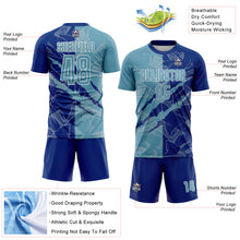 Laden Sie das Bild in den Galerie-Viewer, Custom Graffiti Pattern Shadow Blue-Royal Scratch Sublimation Soccer Uniform Jersey
