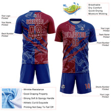 Laden Sie das Bild in den Galerie-Viewer, Custom Graffiti Pattern Maroon-Royal Scratch Sublimation Soccer Uniform Jersey
