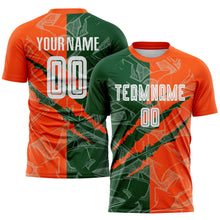 Laden Sie das Bild in den Galerie-Viewer, Custom Graffiti Pattern Green-Orange Scratch Sublimation Soccer Uniform Jersey
