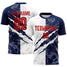 Charger l&#39;image dans la galerie, Custom Graffiti Pattern Red-Navy Scratch Sublimation Soccer Uniform Jersey
