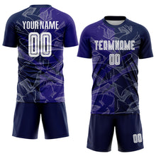 Загрузить изображение в средство просмотра галереи, Custom Graffiti Pattern Dark Purple-Navy Scratch Sublimation Soccer Uniform Jersey
