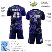 Загрузить изображение в средство просмотра галереи, Custom Graffiti Pattern Dark Purple-Navy Scratch Sublimation Soccer Uniform Jersey
