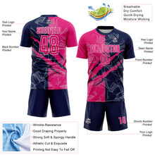 Laden Sie das Bild in den Galerie-Viewer, Custom Graffiti Pattern Hot Pink-Navy Scratch Sublimation Soccer Uniform Jersey
