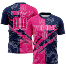 Laden Sie das Bild in den Galerie-Viewer, Custom Graffiti Pattern Hot Pink-Navy Scratch Sublimation Soccer Uniform Jersey
