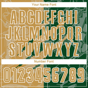 Custom Graffiti Pattern Old Gold-Green Scratch Sublimation Soccer Uniform Jersey