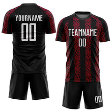 Laden Sie das Bild in den Galerie-Viewer, Custom Black White-Red Abstract Shape Sublimation Soccer Uniform Jersey
