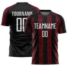 Laden Sie das Bild in den Galerie-Viewer, Custom Black White-Red Abstract Shape Sublimation Soccer Uniform Jersey
