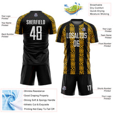 Laden Sie das Bild in den Galerie-Viewer, Custom Black White-Gold Abstract Shape Sublimation Soccer Uniform Jersey
