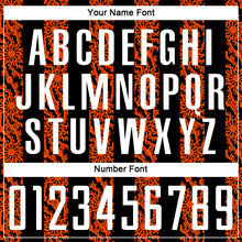 Laden Sie das Bild in den Galerie-Viewer, Custom Black White-Orange Abstract Shape Sublimation Soccer Uniform Jersey
