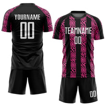 Laden Sie das Bild in den Galerie-Viewer, Custom Black White-Pink Abstract Shape Sublimation Soccer Uniform Jersey
