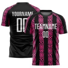 Laden Sie das Bild in den Galerie-Viewer, Custom Black White-Pink Abstract Shape Sublimation Soccer Uniform Jersey
