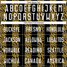 Laden Sie das Bild in den Galerie-Viewer, Custom Black White-Old Gold Abstract Shape Sublimation Soccer Uniform Jersey
