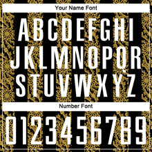 Laden Sie das Bild in den Galerie-Viewer, Custom Black White-Old Gold Abstract Shape Sublimation Soccer Uniform Jersey
