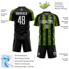 Charger l&#39;image dans la galerie, Custom Black White-Neon Green Abstract Shape Sublimation Soccer Uniform Jersey

