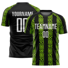 Charger l&#39;image dans la galerie, Custom Black White-Neon Green Abstract Shape Sublimation Soccer Uniform Jersey
