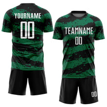 Charger l&#39;image dans la galerie, Custom Black White-Kelly Green Splash Sublimation Soccer Uniform Jersey
