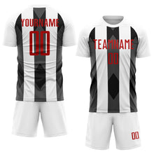 Laden Sie das Bild in den Galerie-Viewer, Custom White Red-Black Line Sublimation Soccer Uniform Jersey
