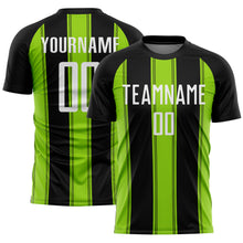 Charger l&#39;image dans la galerie, Custom Black White-Neon Green Line Sublimation Soccer Uniform Jersey
