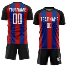 Charger l&#39;image dans la galerie, Custom Black White Red-Royal Line Sublimation Soccer Uniform Jersey
