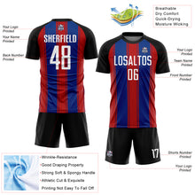Charger l&#39;image dans la galerie, Custom Black White Red-Royal Line Sublimation Soccer Uniform Jersey
