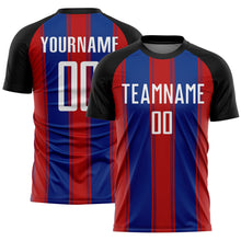 Charger l&#39;image dans la galerie, Custom Black White Red-Royal Line Sublimation Soccer Uniform Jersey
