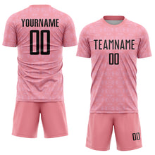 Load image into Gallery viewer, Custom Medium Pink Black-Light Pink Geometric Shapes Sublimation Soccer Uniform Jersey
