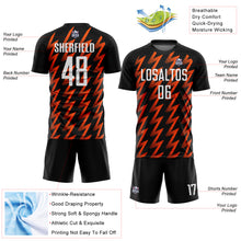 Laden Sie das Bild in den Galerie-Viewer, Custom Black White-Orange Zigzag Shape Sublimation Soccer Uniform Jersey
