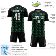 Laden Sie das Bild in den Galerie-Viewer, Custom Black White-Kelly Green Zigzag Shape Sublimation Soccer Uniform Jersey
