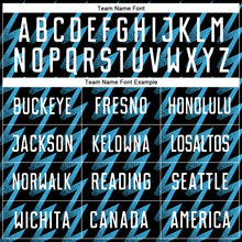 Laden Sie das Bild in den Galerie-Viewer, Custom Black White-Sky Blue Zigzag Shape Sublimation Soccer Uniform Jersey
