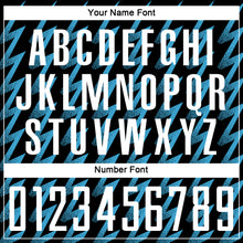 Laden Sie das Bild in den Galerie-Viewer, Custom Black White-Sky Blue Zigzag Shape Sublimation Soccer Uniform Jersey
