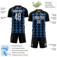 Load image into Gallery viewer, Custom Black White-Powder Blue Zigzag Shape Sublimation Soccer Uniform Jersey
